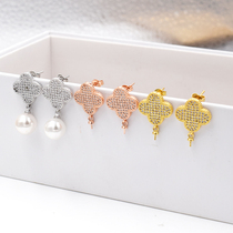 s925 Half Silver Clover Earrings Accessories