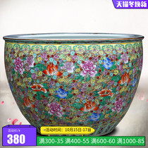 Jingdezhen ceramics hand-painted pastel Lotus goldfish bowl ornaments calligraphy and painting calligraphy roll storage products turtle tank big water tank