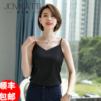 Fashion and versatile sexy satin camisole womens 2021 summer new outer wear base shirt professional wear inside the tide