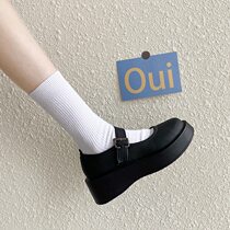 Mary Treasures Single Shoes Woman Thick Bottom Round Head Small Leather Shoes Heightening of Buttons Pine Pastry Day Ensemble Jk Retro Spring Summer Thin