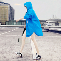 Blue sunscreen women Summer thin model 2021 New blouse fashion super fairy hooded cardigan Net red sunscreen clothing