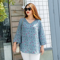 2019 spring and summer New plus size cover belly chiffon shirt women fat mm200 kg mother loose half sleeve top