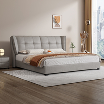 Technology cloth bed simple modern master bedroom high-end atmospheric solid wood double bed Nordic light luxury upholstered bed wedding bed