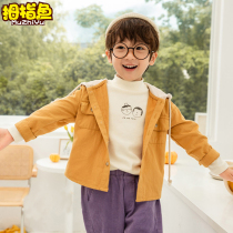 Thumb fish boy coat spring and autumn foreign style tide 2020 new hooded thin childrens coat foreign style Korean fashion
