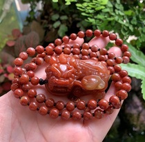 Yang Yujia Natural Yellow Dragon Jade Chicken Blood Red Water Runs Fu Lu Shou Yin Yang Foot Overlord Pendant Certificate New