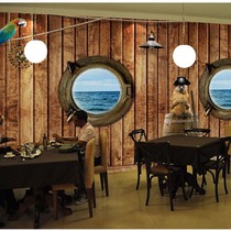 Pirate ship cabin treasure wooden tooling wallpaper large mural theme personality retro cafe restaurant wallpaper