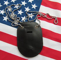 Multi-function metal badge Leather lining leather pad bead chain hanging badge Leather lining Pito waist hanging back buckle badge Universal