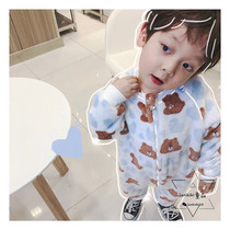 Lanikiki Spring Autumn New Children Cartoon Sleeping Bag Double flange Flannel Little Bear Home Even Body Suit