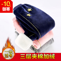 Girls plus velvet pants with three layers of thickened winter warmth wear a winter childrens sports golden velvet cotton pants