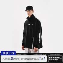 PCLP(PERCLIPS) 3M reflective PRINTING HIGH NECK SWEATER HEM ZIPPER PULLOVER loose high street men AND WOMEN