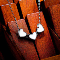 Pure silver S925 silver Korean version Three hearts Three heart strings Fashion 100 Hitch Chain Silver Ornament