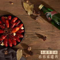 Retro wood grain food food food pendulum shooting shadow shooting photo props Wood grain background paper ornaments jewelry