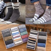  (5-10 pairs)Socks Mens mid-tube socks long socks tide autumn and winter warm deodorant sweat-absorbing sports basketball mens socks