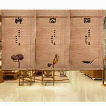 Vintage Chinese tea Zen Buddhist bamboo curtain Roller curtain lifting curtain roller curtain decorative partition background wall Household