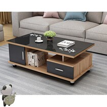 European style modern simple coffee table with drawer tempered glass length 1 2 meters one length and width 50cm 60cm height 40
