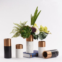  Nordic marble vase decoration Modern living room simple flower arrangement American style light luxury dried flower European style decoration