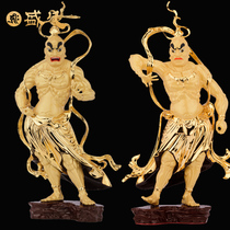 Taiwan Shengfan Humha two will be ornaments gilt bronze left and right protection Idol door god living room porch with large size