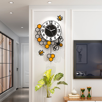 Nordic clock wall clock living room personality creative fashion table modern simple atmosphere home clock honeycomb light luxury