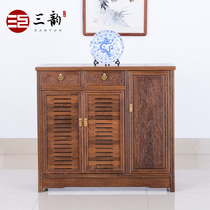Mahogany classical furniture chicken wing wood furniture porch cabinet Chinese solid wood shoe cabinet chicken wing wood antique antique lockers