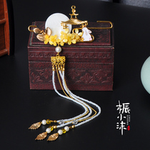 Dyeing autumn handmade hairpin pressing lapel forbidden step material Baotou decoration diy Mid-Autumn Osmanthus Moon Rabbit hair crown tassel