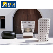 Outdoor sofa combination furniture terrace living room hotel single leisure rattan chair sofa courtyard balcony rattan furniture