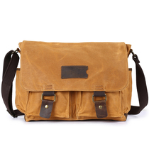 Qiguxi leisure outdoor shoulder bag oil wax waterproof cloth messenger bag commuter computer bag retro messenger bag men