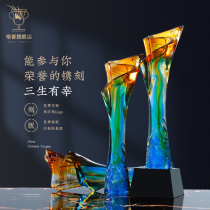 Hot glass trophy creative lettering crystal trophy high-end annual meeting Event Award champion souvenir