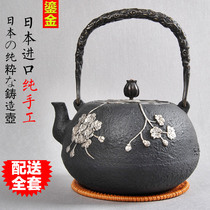 Japan imported old iron pot master pure hand-engraved classic non-coated iron teapot iron pot