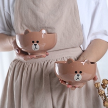 Ceramic Cartoon Bowl Bear Rice Bowl Childrens Supplementary Bowl Home Cute Salad Bowl Mereal Bowl
