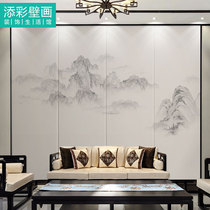Light luxury Chinese painting Plain landscape TV sofa background wall cloth classical mountain wall cloth new custom