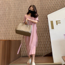 Xia female high-end shaking sound Net red same gray pink dress straight temperament Linda sister long skirt custom