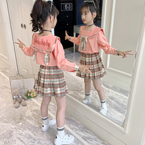 Girl Autumn Clothing Suit 2021 New Ocean Gas Little Girl College Wind Spring Autumn Children Fashion Dresses Two Sets
