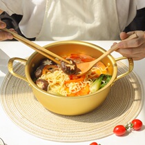 Korean instant noodle pot small cooking pot small soup pot household gas Korean ramen pot instant noodle pot double ear yellow aluminum pot