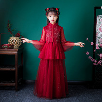 2021 new girls ancient style super fairy Hanfu children Chinese style Tang dress New year dress girl dress Autumn Winter