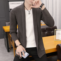Knitted cardigan mens 2021 spring and autumn Korean coat trend social guy sweater wear mens coat cloak tide