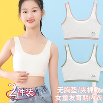 Thin anti-bump lingerie hair growth for primary school students 10 adolescent girls pure cotton inside one stage bra 12 year old girl vest