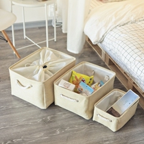Export cotton linen fabric dust-proof large drawstring storage box canvas thickening storage box clothing finishing storage box