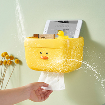 Creative cute wall-mounted egg yolk duck tissue box living room toilet paper box storage box roll carton rack