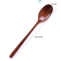 Net red same big spoon wooden spoon long handle Korean Japanese eating household eating spoon Wood