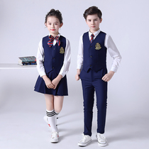 Primary and secondary school students school uniform suit vest boys and girls kindergarten garden uniform chorus performance uniform British college style summer