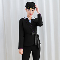 Air stewardess uniform professional suit long sleeve shirt slim temperament female front desk beautician 4s shop overalls autumn