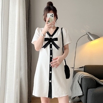 Pregnancy Woman Loaded With Summer Clothing Superior Blouse 2022 New Small Subdresses Big Code Fashion Nets Red Ocean Dress Dress