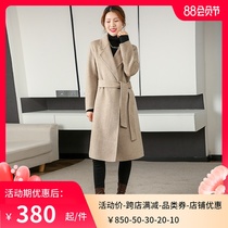 2021 new autumn and winter double-sided wool coat temperament womens casual long thin waist slim fashion coat