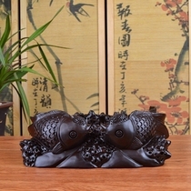Zen Juyumao pen holder crafts ornaments wood carved solid wood ebony wood annual office ornaments