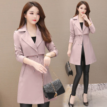 Trench coat womens long 2020 Spring and Autumn New temperament fashion small man suit collar thin European fashion coat