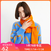 LILY winter new womens fashion girl bright color simple double-sided solid color scarf