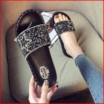 Korean slippers summer hundred new slippers net ride cool version beach fashion port thick bottom outer female non-slip red 2019 tide wind