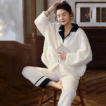 Pajamas fall winter female coral fleece can be worn outside large size padded cute winter simple home clothing flannel suit sy