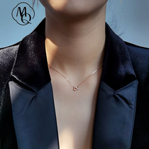 MYQAMRA 18K rose gold au750 color gold necklace female clavicle chain letter D pendant Korean simple personality