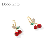 Red Cherry Earrings Woman Autumn Winter Style Earrings 2021 New Tide Brief SMALL EARNAIL SUPERIOR Sensation Ear Accessories